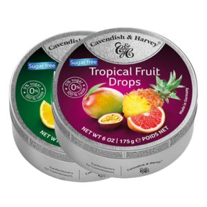 Kẹo Đức Hộp Thiếc Tropical Fruit Drops Không Đường 175g (new)