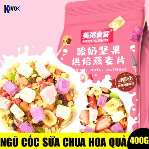 Ngũ Cốc Sữa Chua Hoa Quả Trái Cây Sấy Khô Yến Mạch 400G – Màu Hồng