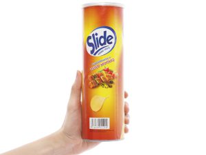 Snack khoai tây vị thịt nướng Slide lon 160g